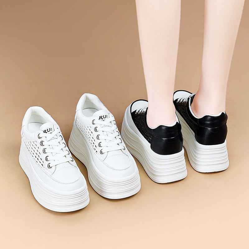 Women's Platform White Summer Weaving Hollow Versatile Women's Casual Shoes