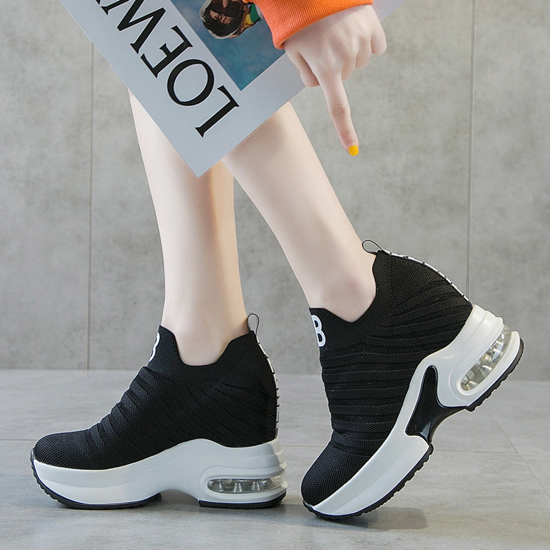 Women's Cushion Tide Fashionable Breathable Mesh Height Increasing Insole Small Women's Shoes