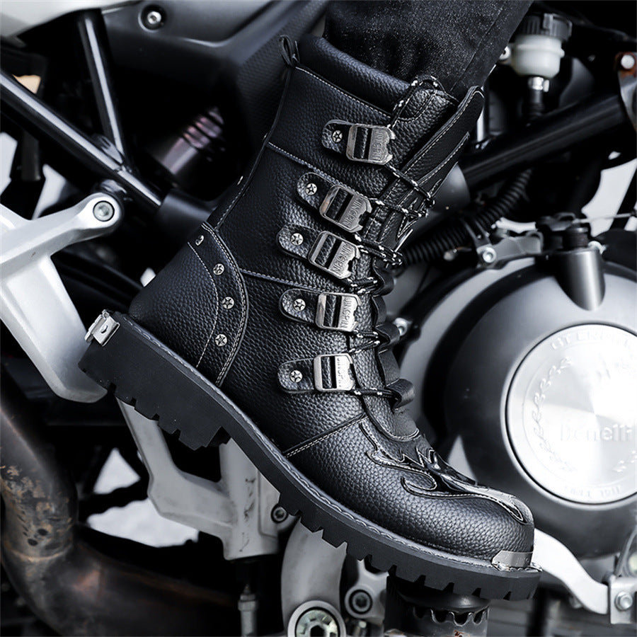 Men's High Top British Style Tooling Knight Leather Shoes