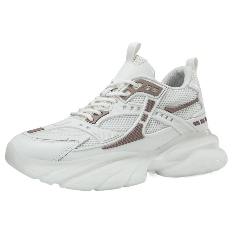 Trendy Thick Bottom Invisible Height Increasing Insole Dad Fashion White Men's Casual Shoes