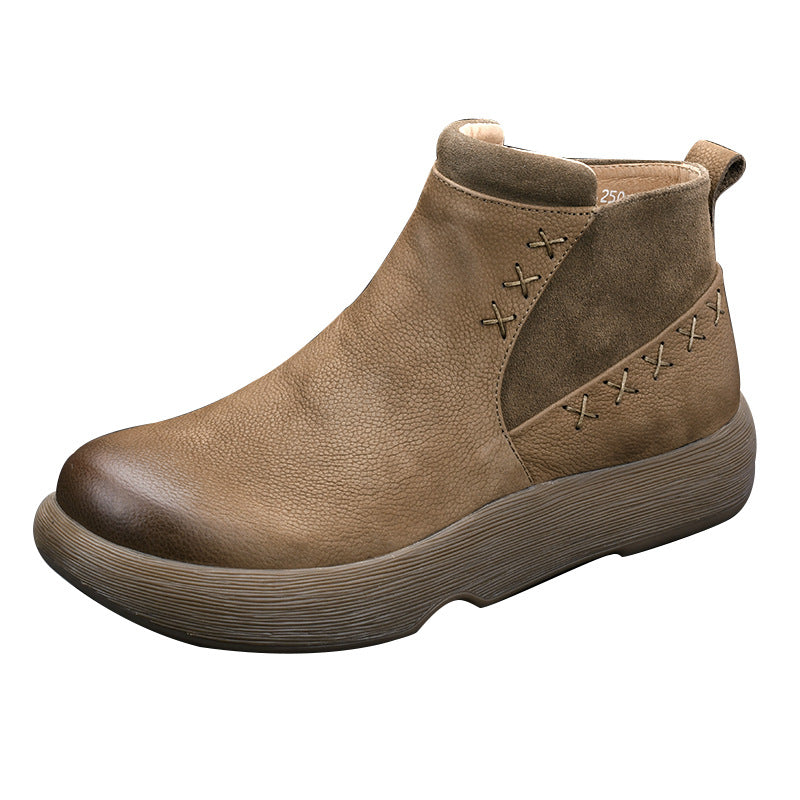 Men's Martin Winter Fleece-lined Chelsea Ankle Zipper Men's Leather Boots