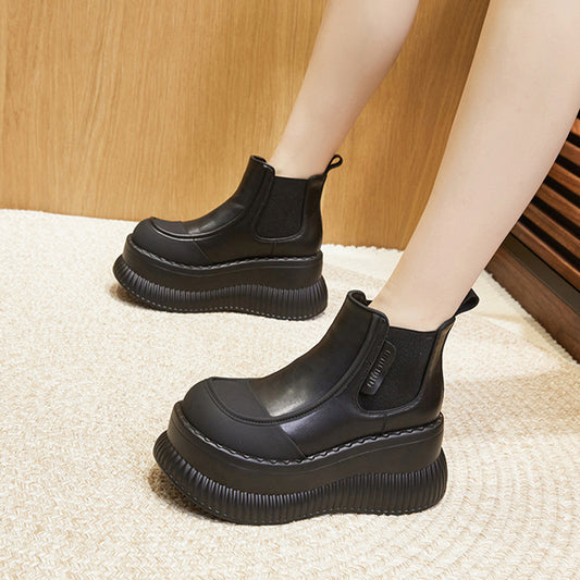 Women's Thick-soled Smoke Pipe Chelsea Elevator Ankle Boots
