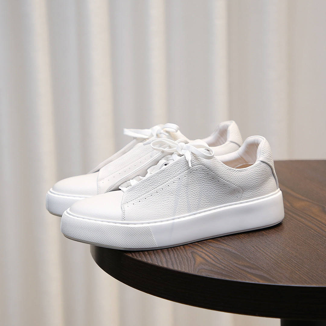 Men's White Lychee Pattern Thick Bottom Tide Summer Men's Shoes