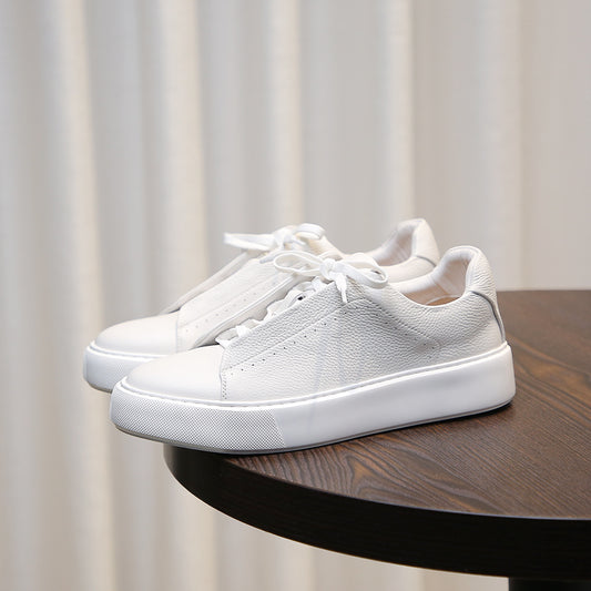 Men's White Lychee Pattern Thick Bottom Tide Summer Men's Shoes