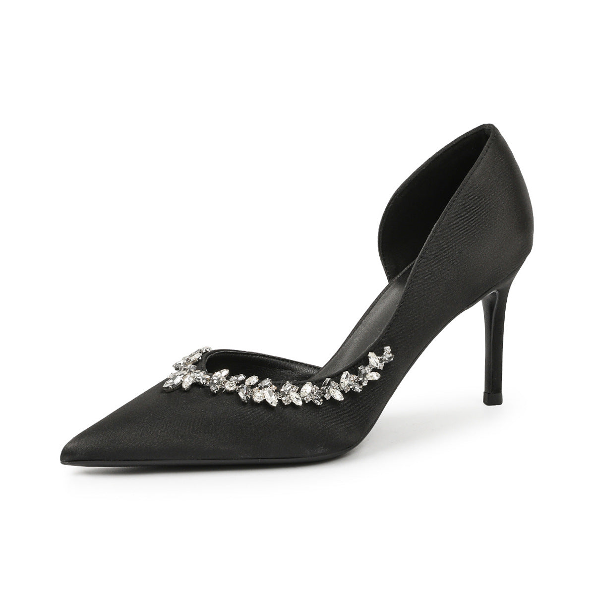 Women's Spring Commute Satin Black High Side Women's Fashion Shoes