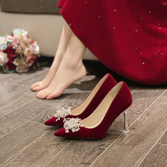 Women's Officiate Not Tired Feet Engagement Red High Adult Formal Toasting Women's Fashion Shoes