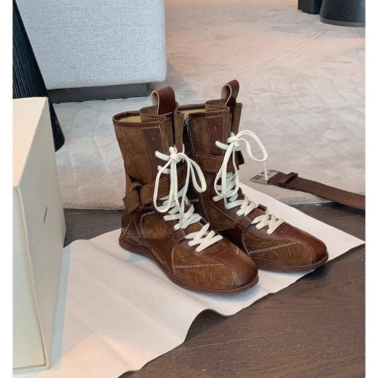 Women's Retro Side Zipper Safari Jacket German Women's Leather Boots