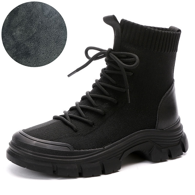 Women's Dr. Martens British Style Fashionable Short Skinny Socks Show Feet Women's Leather Boots