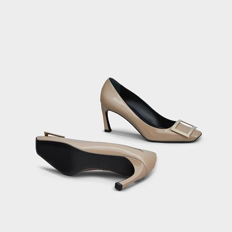 Classic Cm Square Buckle Daily Commuter Shallow Women's Fashion Shoes