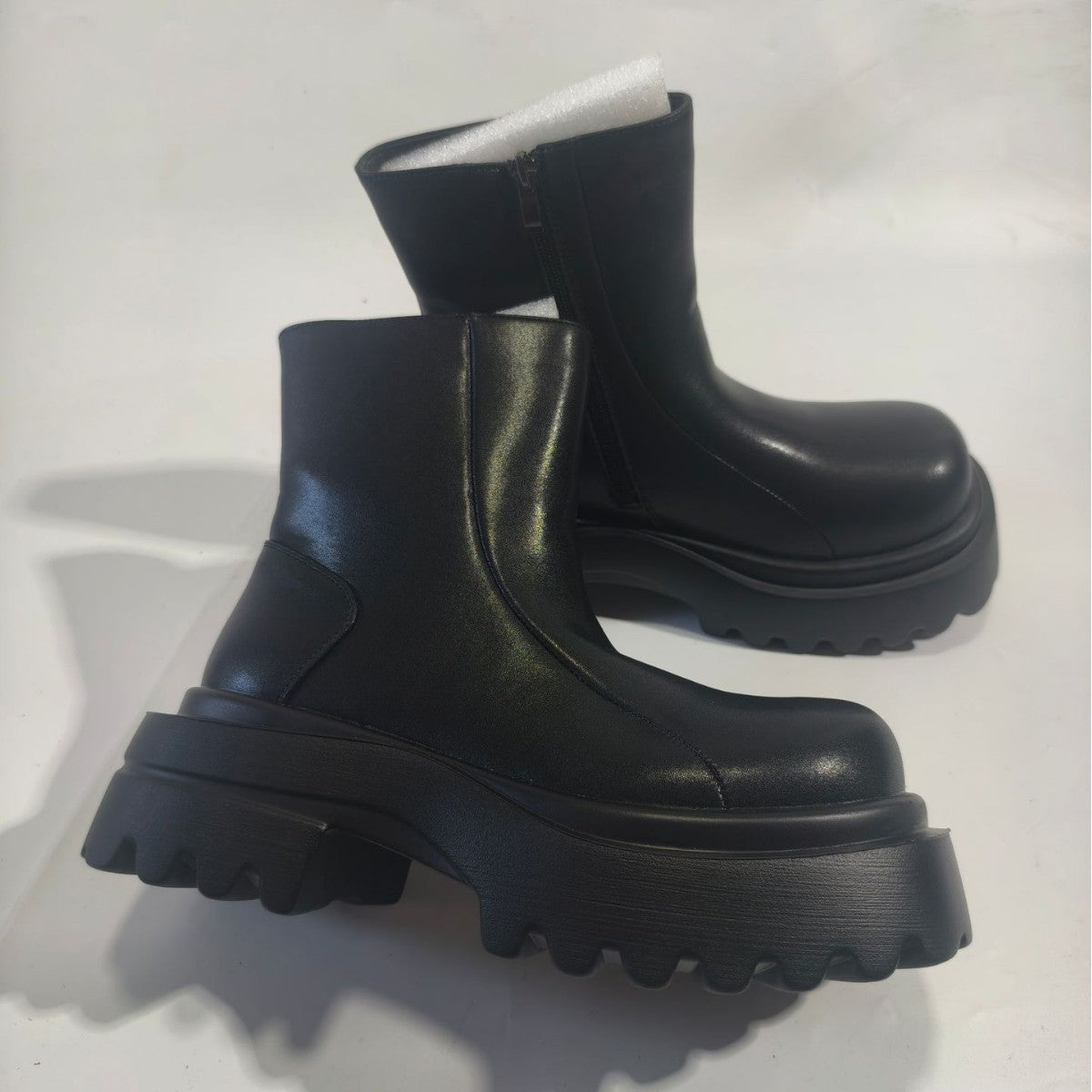 Men's British Winter Fleece-lined Genuine Black Chelsea Leather Shoes