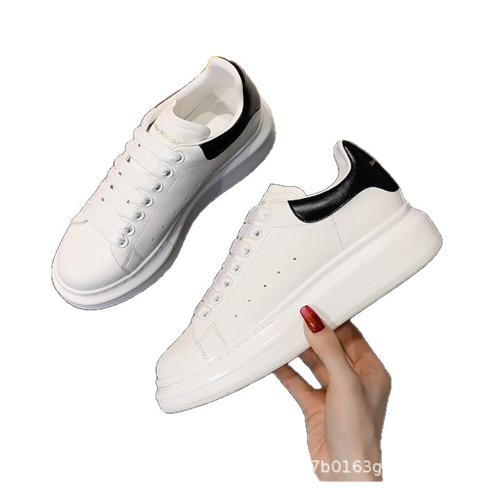 Women's White Genuine Platform Height Increasing Insole Sports Casual Shoes