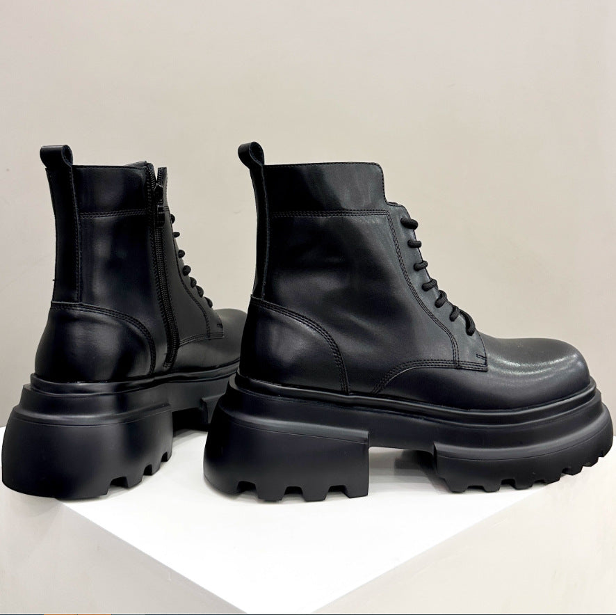 Men's Cowhide Clothes Motorcycle Black Thick Bottom Men's Martin Boots
