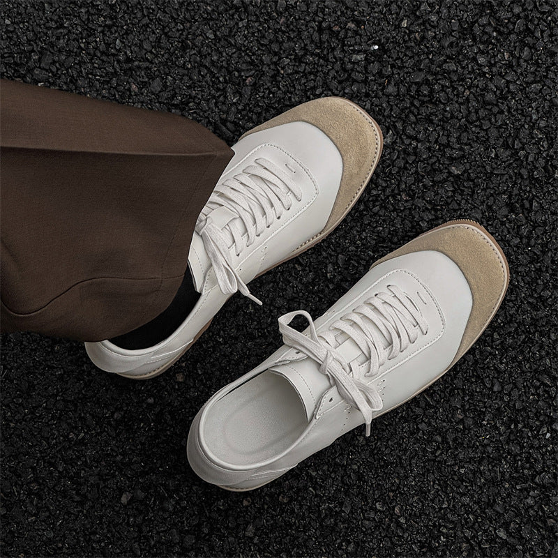 Women's & Men's High-grade Training British Style White German Men's Casual Leather Shoes