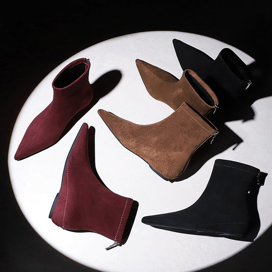 Low Small Wedge Hidden Bootie Pointed Heels