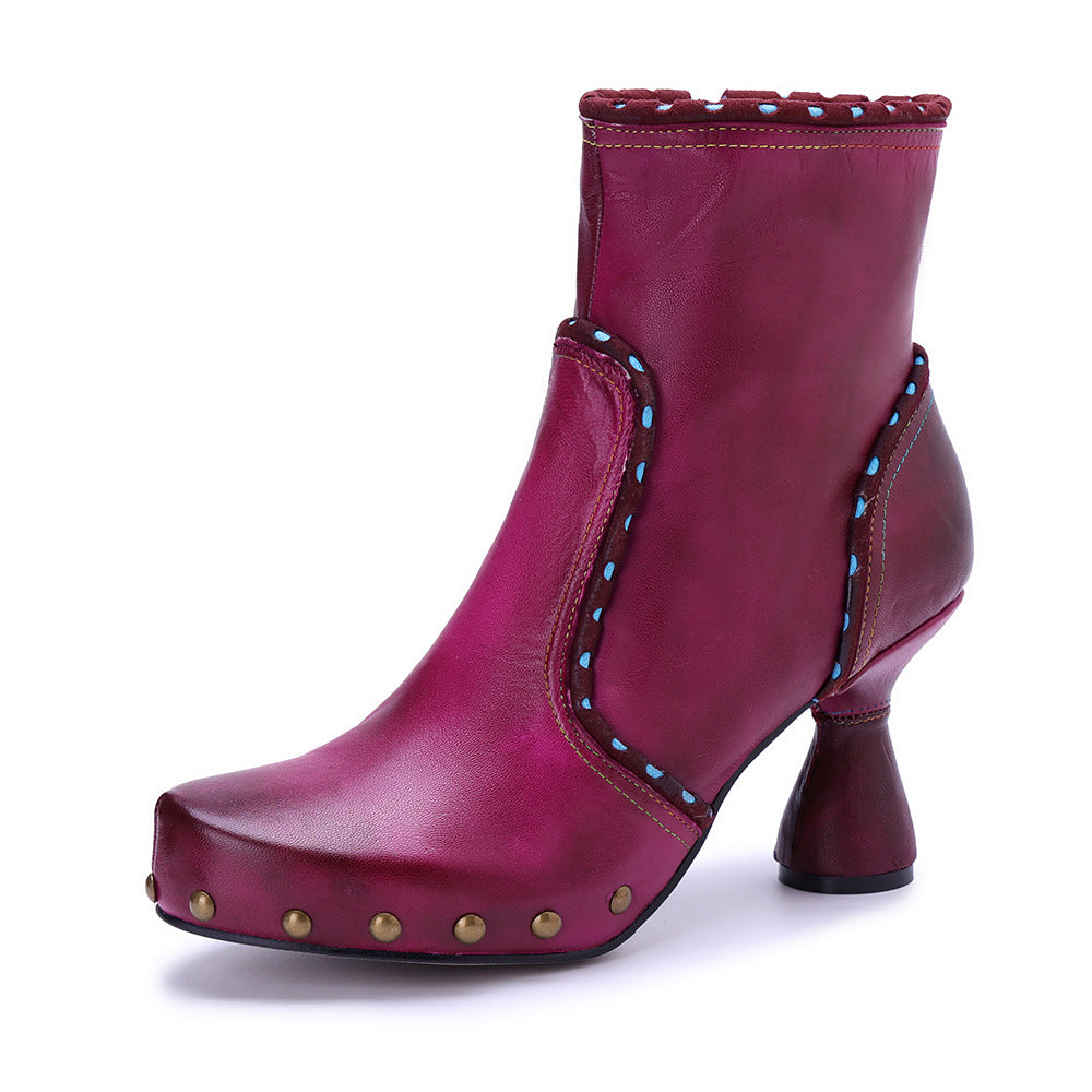 Women's Export Handmade Genuine Polished Fashion Side Women's Leather Boots