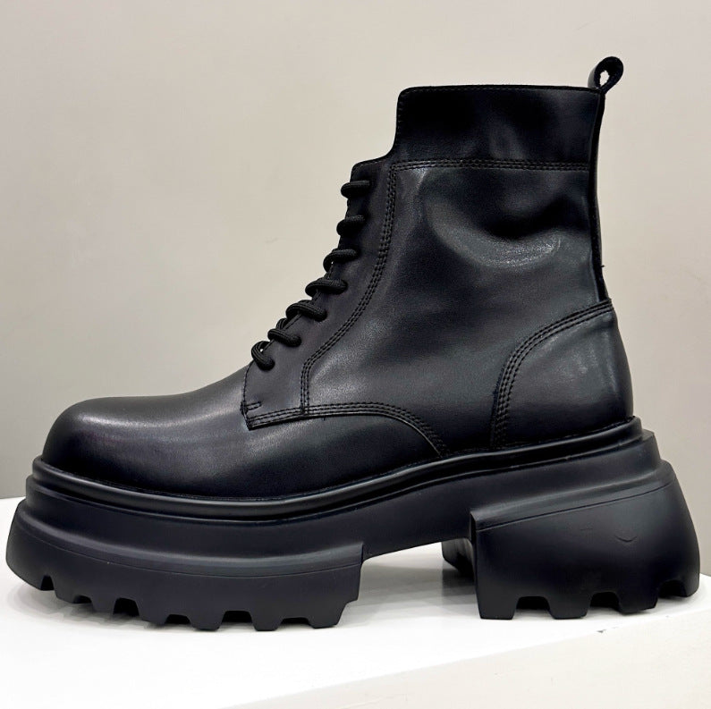Men's Cowhide Clothes Motorcycle Black Thick Bottom Men's Martin Boots