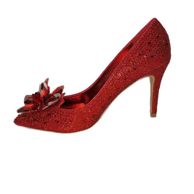 Women's Crystal Pointed Toe Stiletto Sexy Shallow Mouth High Sier Women's Fashion Shoes