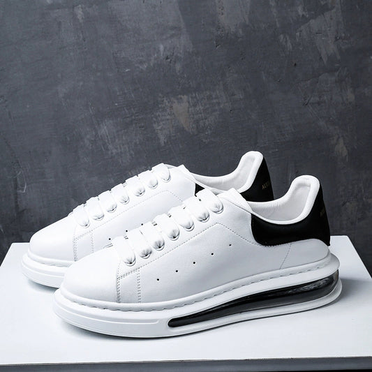 Men's & Women's Air Cushion White Korean Platform Height Increasing Men's Casual Leather Shoes