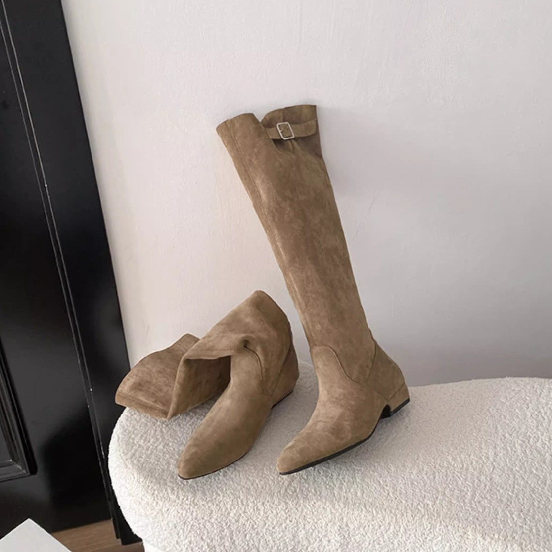 Women's Lazy Retro Pile Style French Skinny High Leg Boots