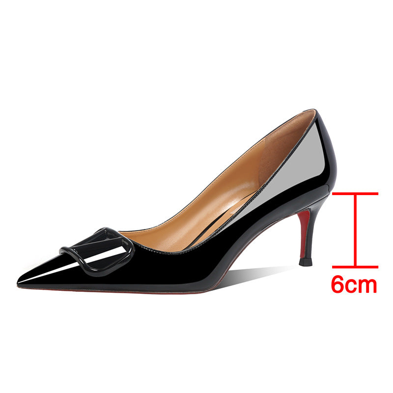 Women's Red Bottom V Buckle Pumps Shallow Mouth All-inclusive Stiletto High Women's Fashion Shoes
