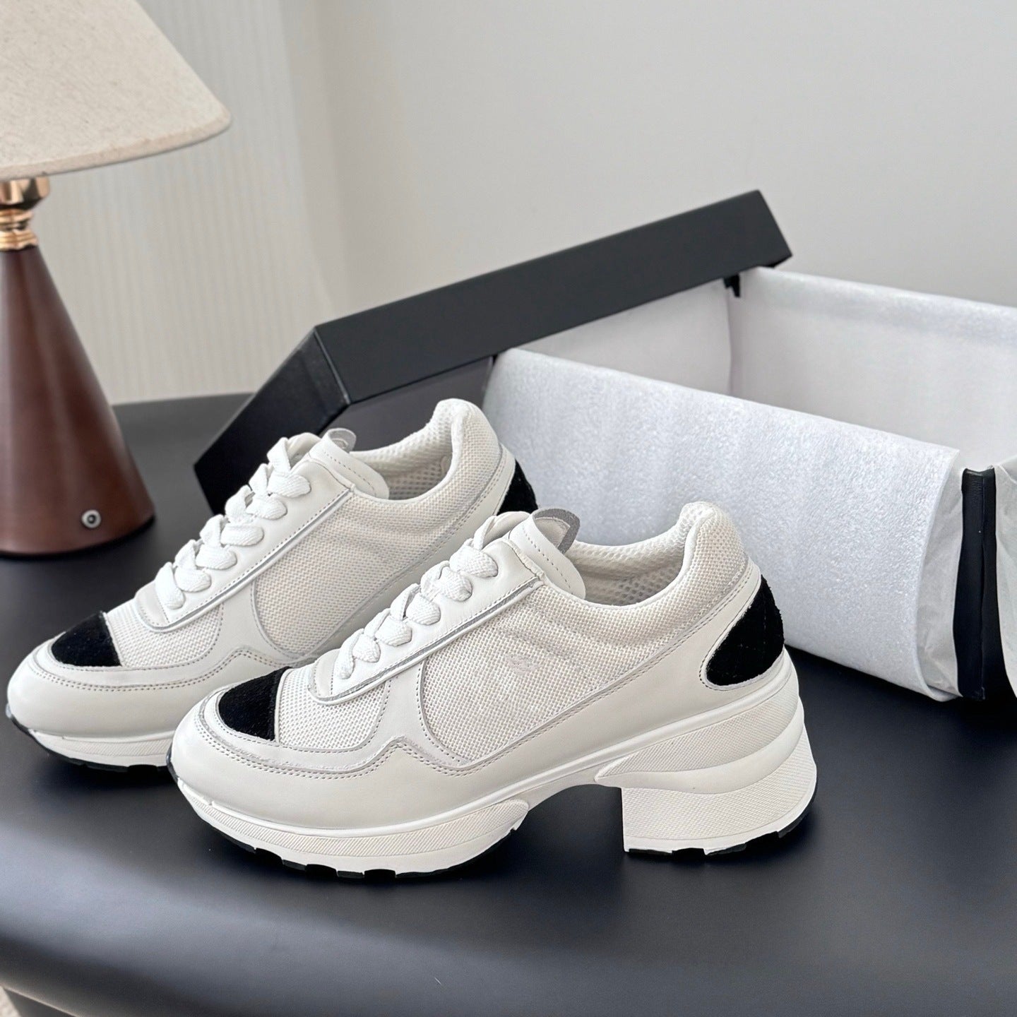 Women's Thick Bottom Increased Diamond Plaid Chunky Dad Sneakers