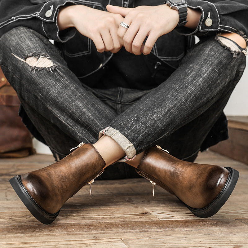 Men's Chelsea Business British Vintage Side Zipper Men's Martin Boots