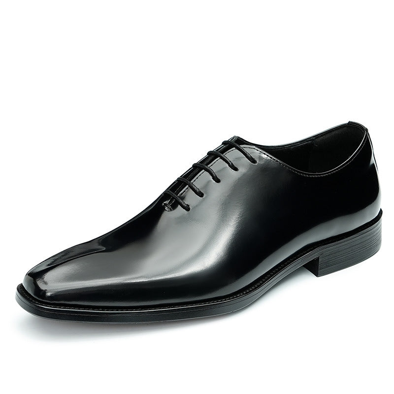 Men's Pointed Toe Glossy Top Layer Cowhide Inner Soft Bottom Groom Men's Casual Leather Shoes