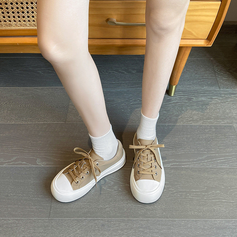 Women's Thick-soled Round Toe Height Increasing Moral Sneakers