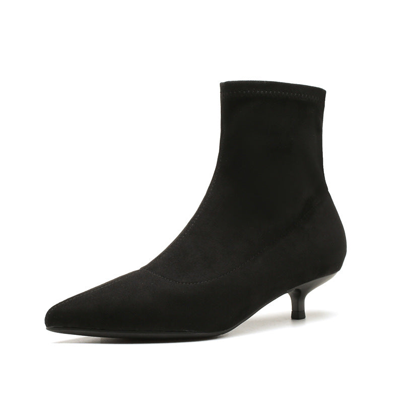 Women's Pointed Toe Suede Kitten Short Fashion Heels