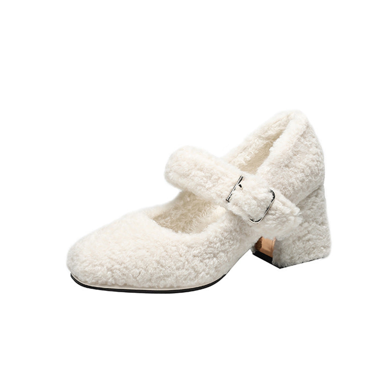 Winter Fleece-lined High Cotton Fairy Gentle Heels