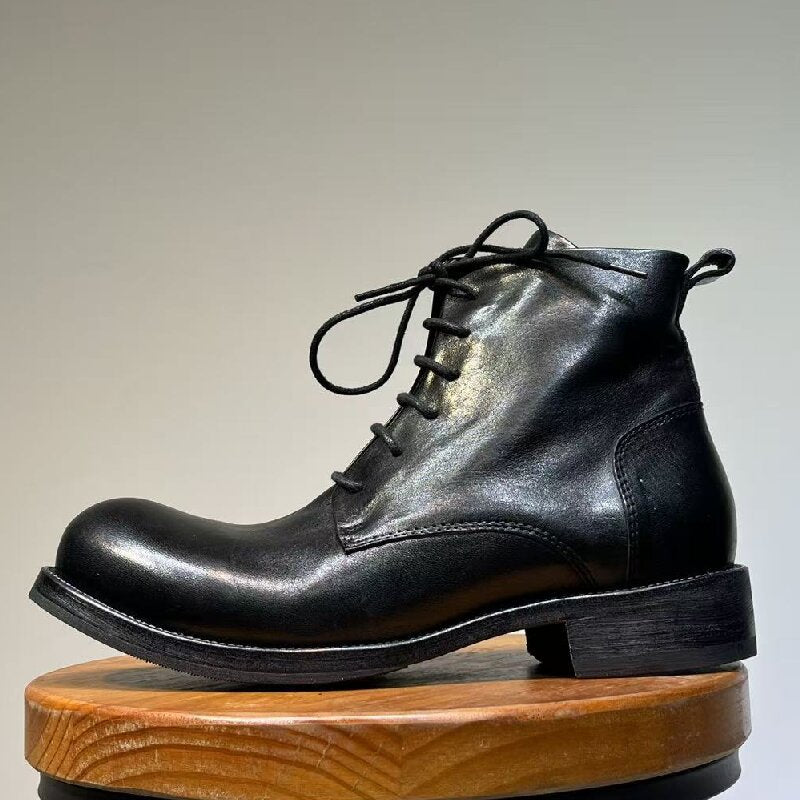 Men's Retro Washed Horse British Style Round Toe Platform Men's Martin Boots
