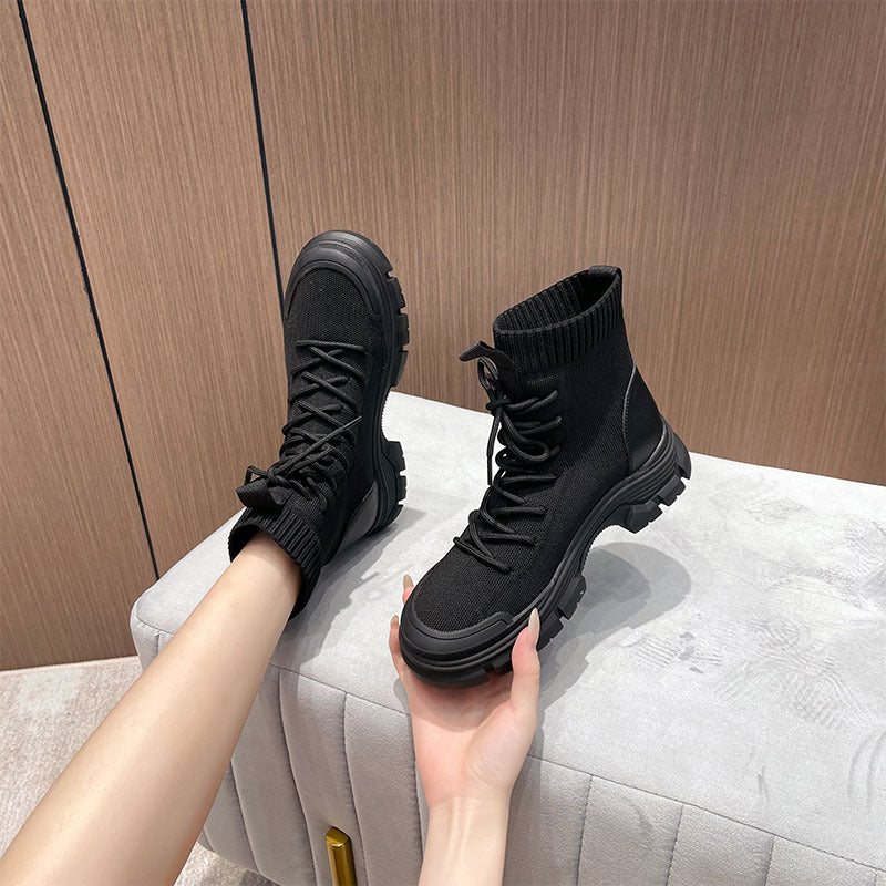 Women's Dr. Martens British Style Fashionable Short Skinny Socks Show Feet Women's Leather Boots