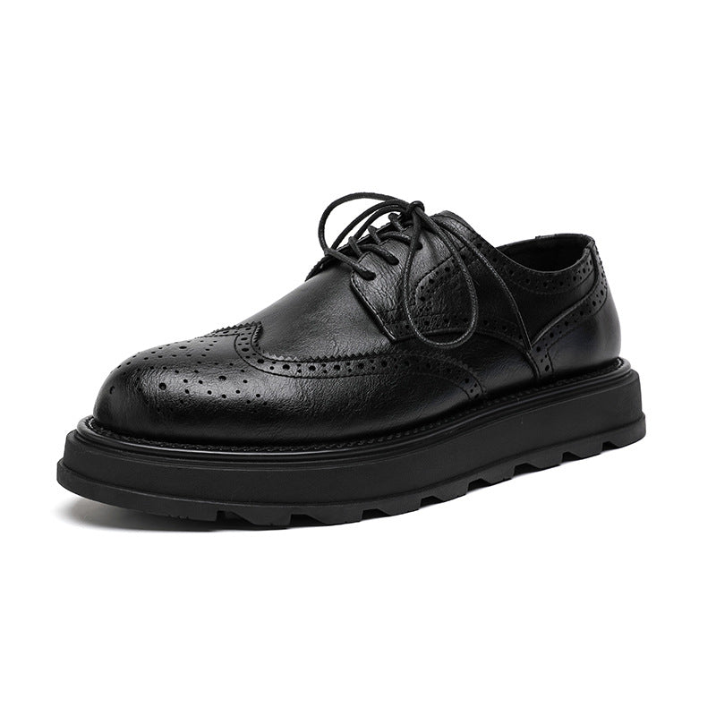 Men's Round Toe Brogue Fashion Business Formal Leather Shoes