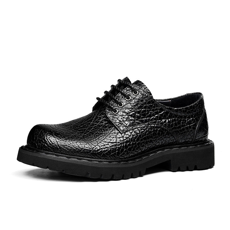 Men's Crocodile Pattern British Breathable First Layer Casual Shoes