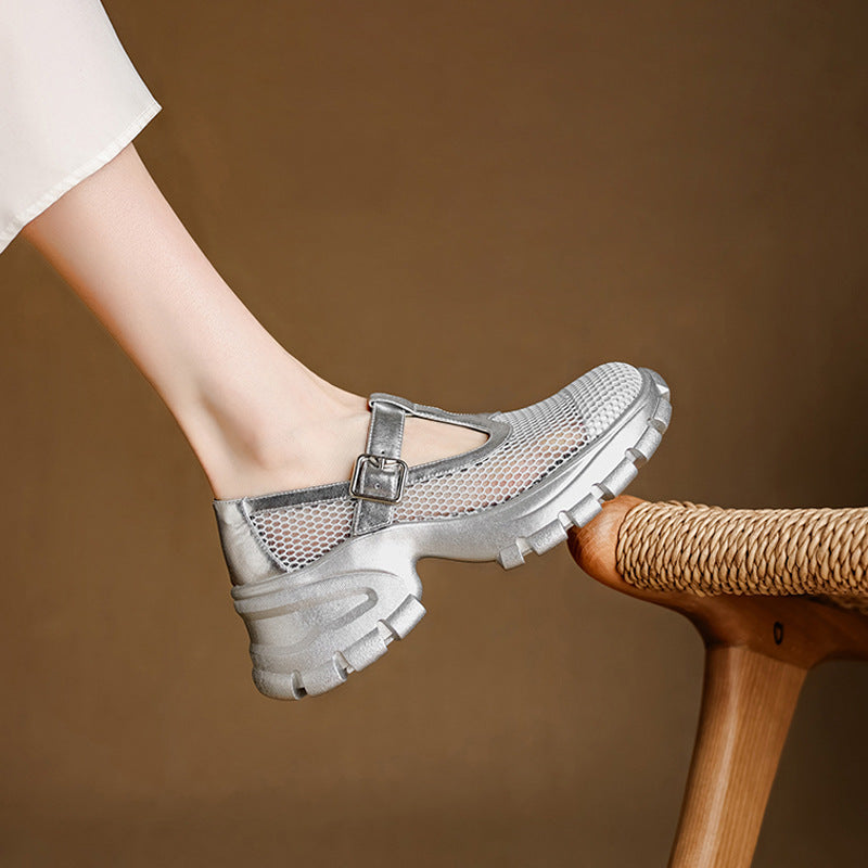 Korean Style Fashionable Simple Breathable Summer Round Head Thick Sandals