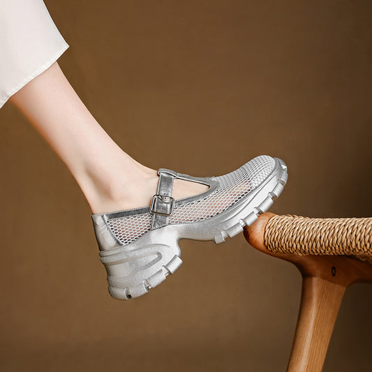 Korean Style Fashionable Simple Breathable Summer Round Head Thick Sandals