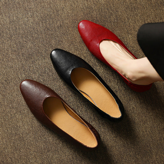 French Retro Soft Bottom Granny Versatile Sheepskin Pumps Driving Women's Fashion Shoes