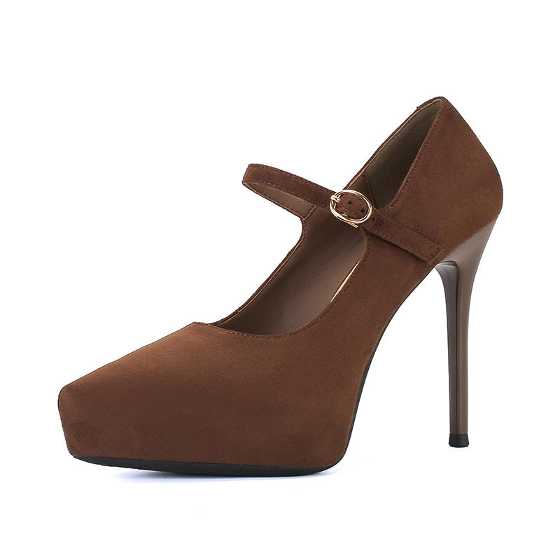One-word With Pointed Toe Stiletto High French Heels