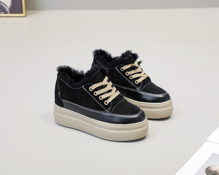 Women's Thick Spring Small Size Genuine Black Women's Casual Shoes