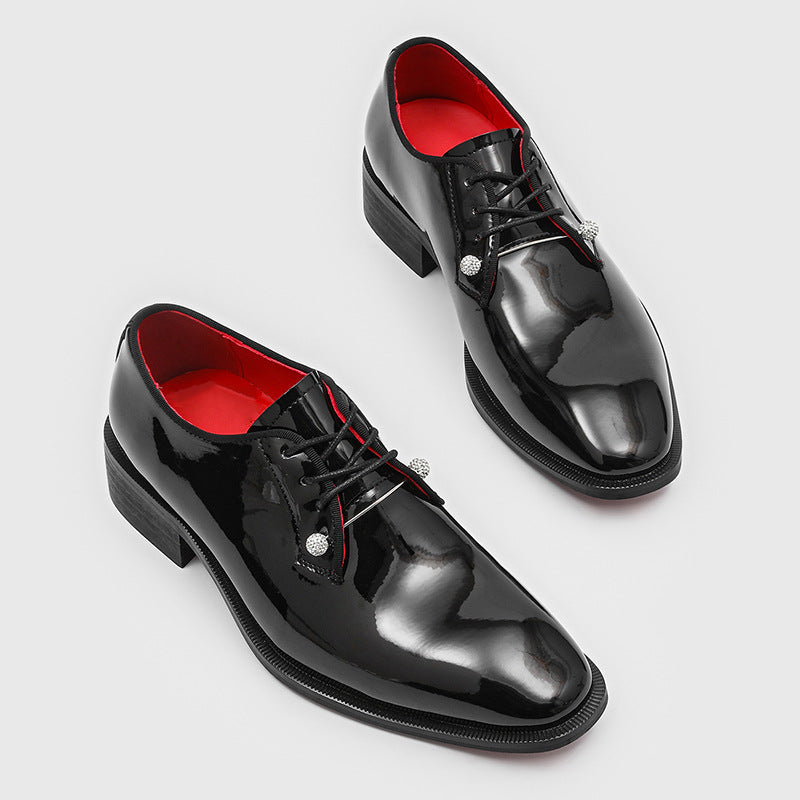 Men's Business Platform Glitter Tied Commuter Red Bottom Formal Wear Fashionable Men's Shoes