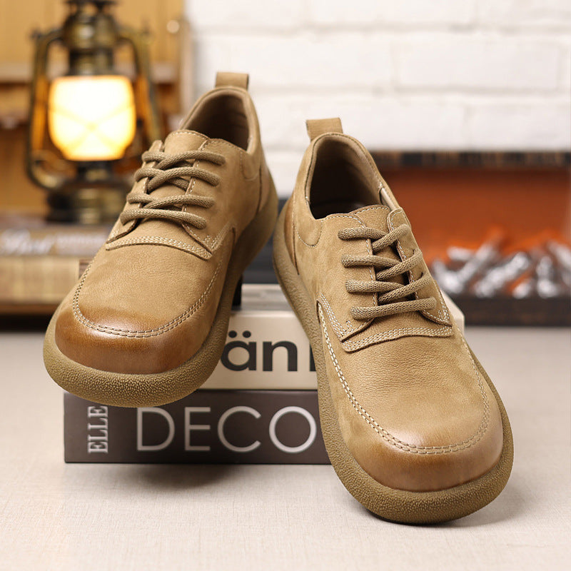 Men's Genuine Soft Bottom Retro Big Head Men's Casual Leather Shoes