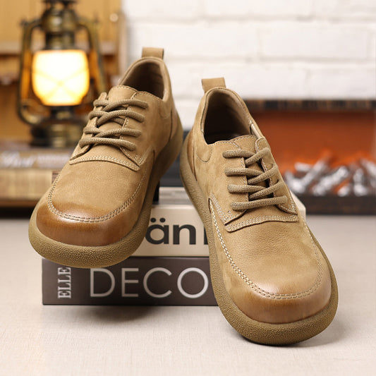 Men's Genuine Soft Bottom Retro Big Head Men's Casual Leather Shoes