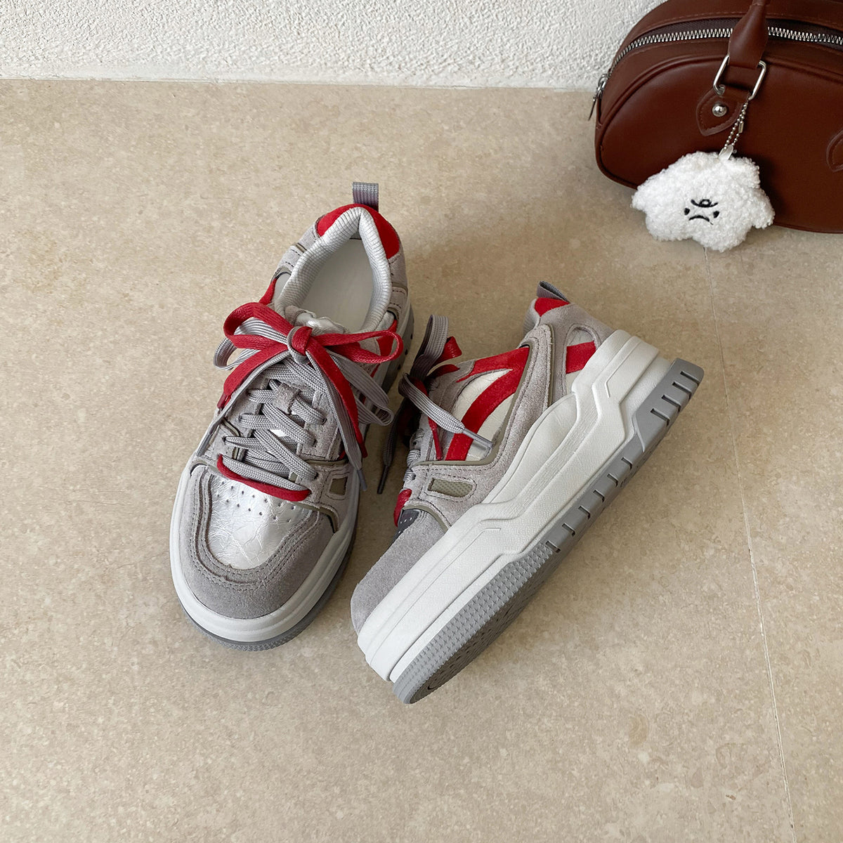 Women's Reversible Cowhide Height Increasing Small Thick-soled Women's Sports Shoes