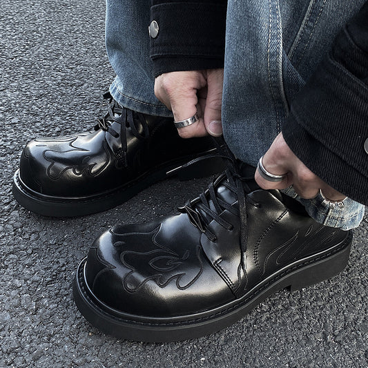 Men's High-grade Genuine Big Head Derby Foam Bottom Personality Embroidered Leisure Men's Casual Leather Shoes