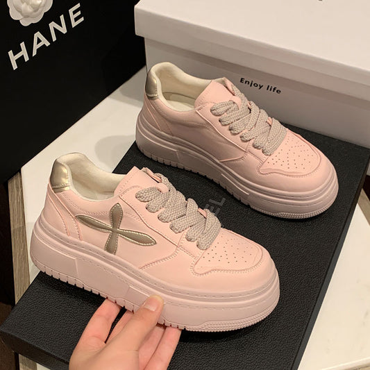 Women's Slim Fit Round Head Thick Bottom Hight Women's Casual Shoes