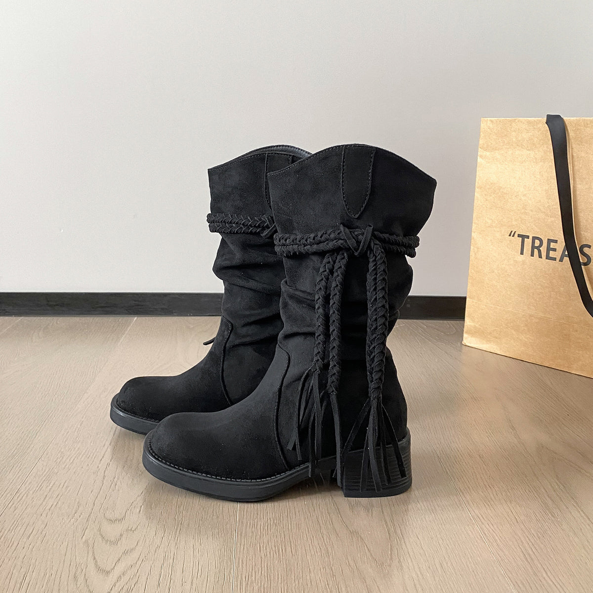 Women's Suede Thick Bottom Fashion Autumn Retro Style Women's Leather Boots