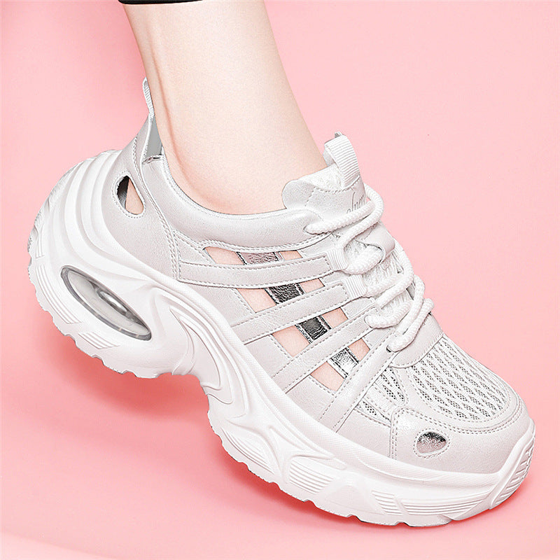 Women's Breathable Hollow Air Cushion Foam Bottom Platform Sports Casual Shoes