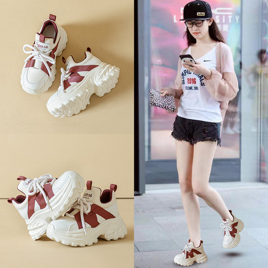 Women's Spring Life Red Dad Platform Soft Surface Warm Women's Sports Shoes