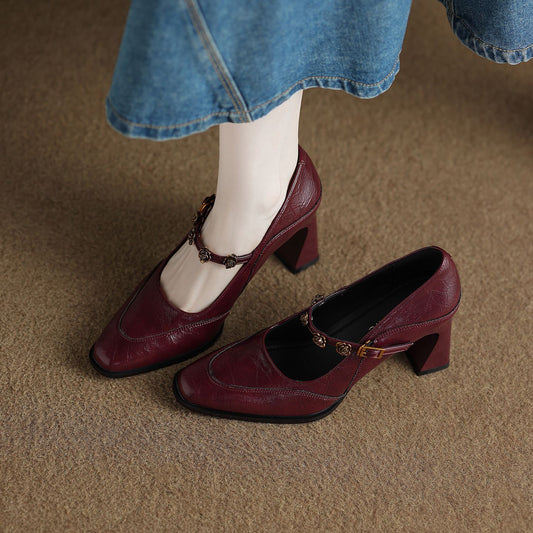 Women's Version Western Style High French Pumps Vintage Women's Casual Shoes