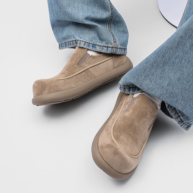 Men's Spring Suede Slip-on Soft Bottom Fashionable Men's Casual Leather Shoes